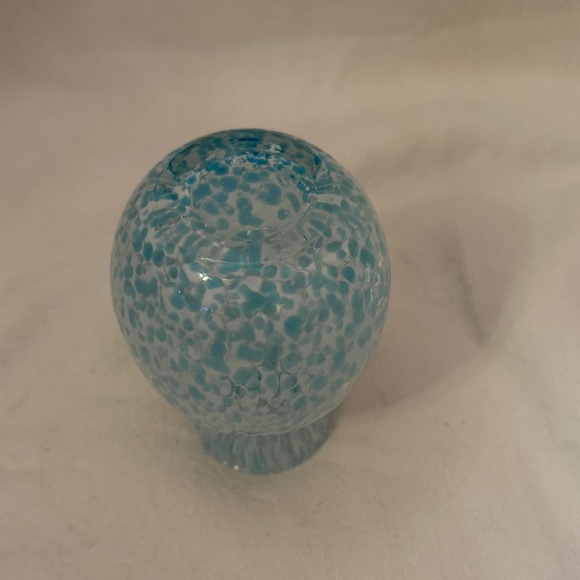 Hand blown Ocean Blue Glass Bud Vase - Picture 3 of 5